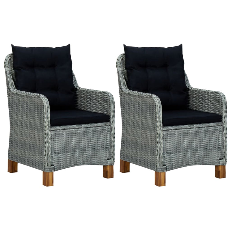 3-delige Loungeset met kussens poly rattan lichtgrijs MeubelReus