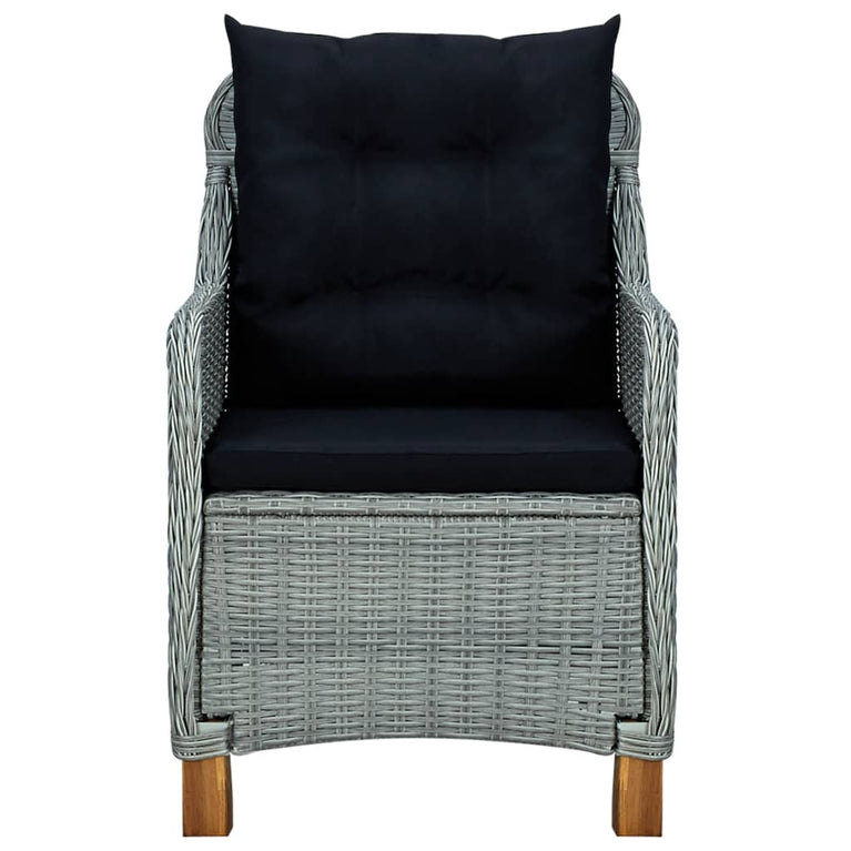 3-delige Loungeset met kussens poly rattan lichtgrijs MeubelReus