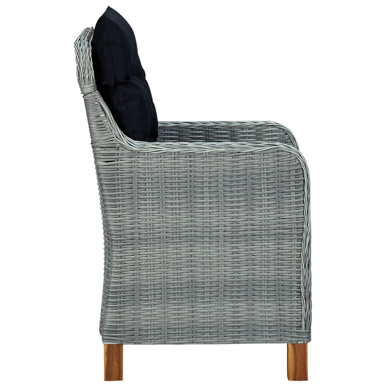 3-delige Loungeset met kussens poly rattan lichtgrijs MeubelReus