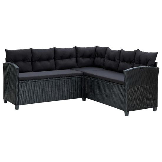 6-delige Loungeset met kussens poly rattan zwart MeubelReus