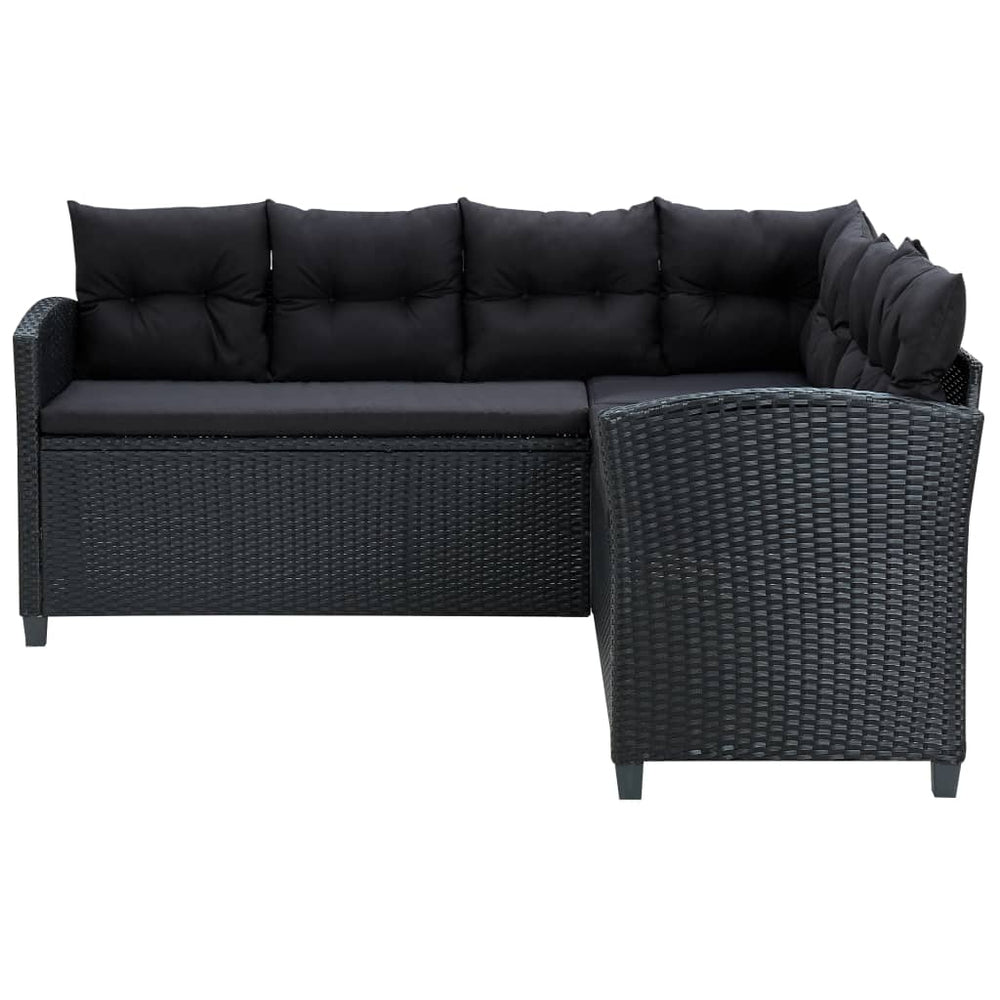 6-delige Loungeset met kussens poly rattan zwart MeubelReus