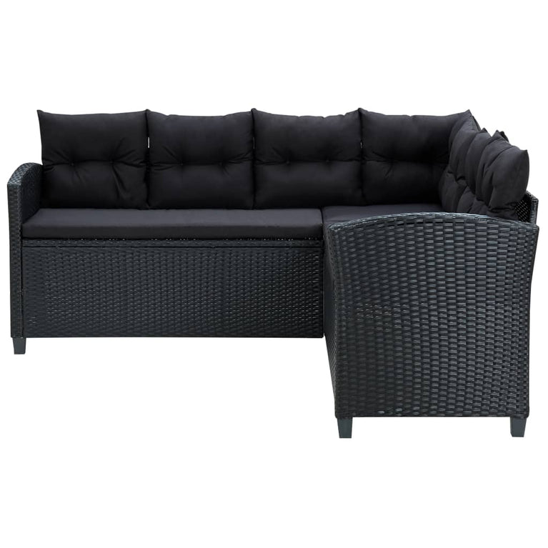 6-delige Loungeset met kussens poly rattan zwart MeubelReus