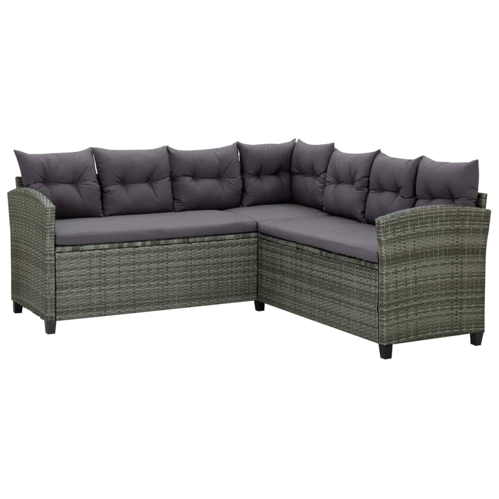 6-delige Loungeset met kussens poly rattan grijs MeubelReus