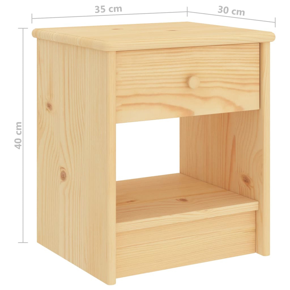 Nachtkastje 35x30x40 cm massief grenenhout lichthoutkleurig MeubelReus