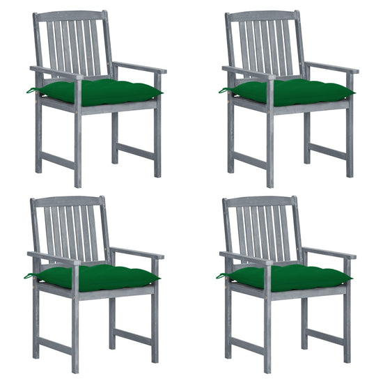 Tuinstoelen 4 st met kussens massief acaciahout grijs MeubelReus