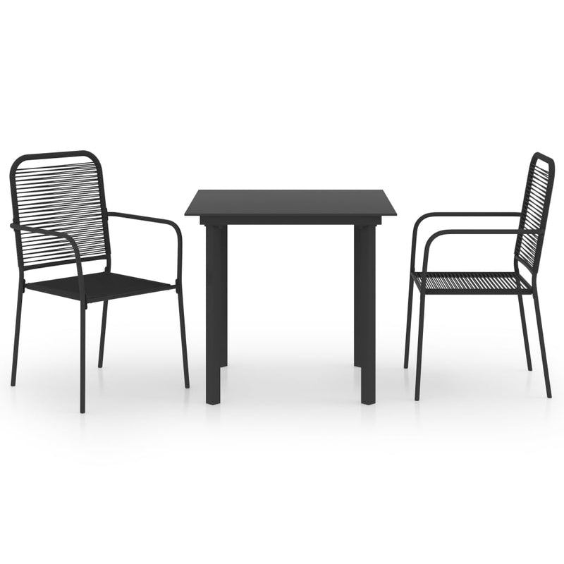 3-delige Tuinset glas en staal zwart MeubelReus
