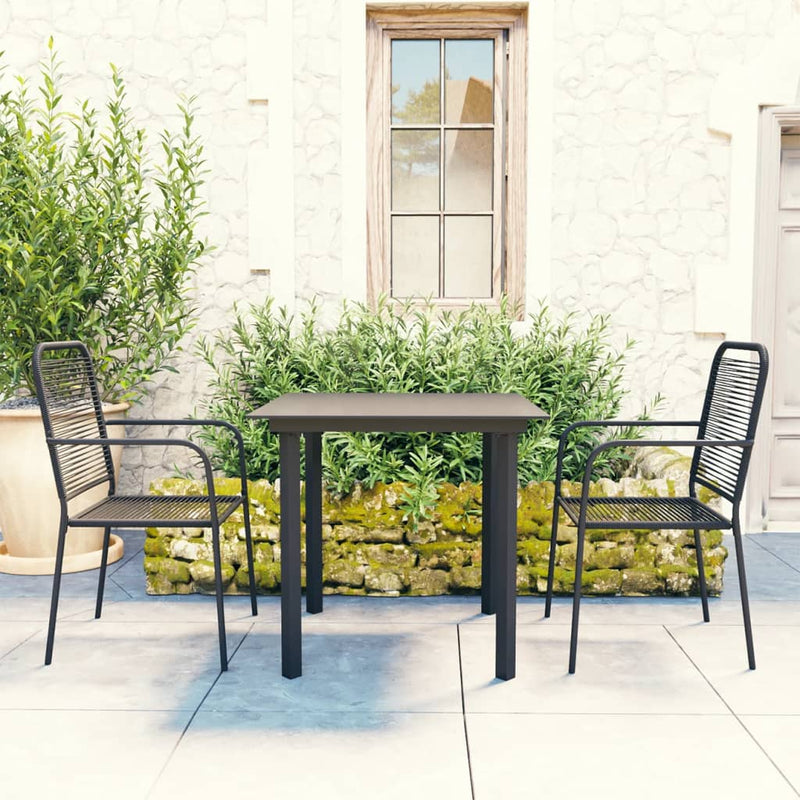 3-delige Tuinset glas en staal zwart MeubelReus