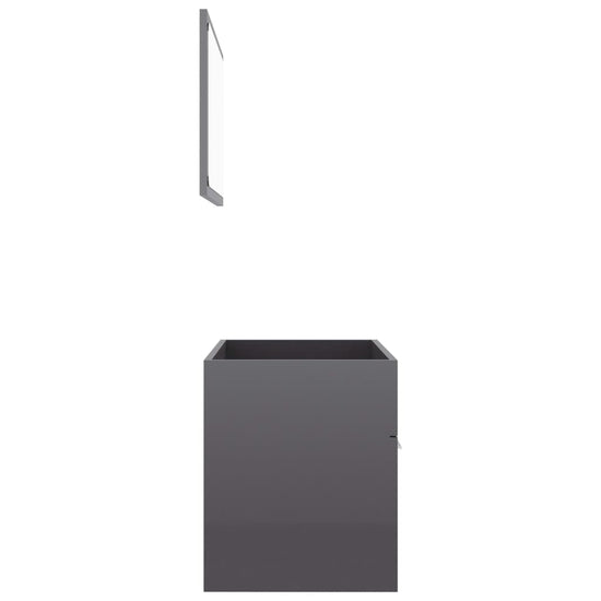 2-delige Badkamermeubelset spaanplaat hoogglans grijs MeubelReus