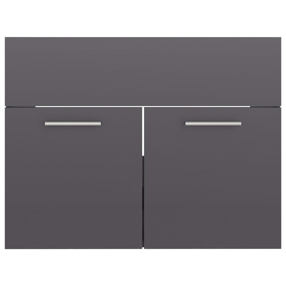 2-delige Badkamermeubelset spaanplaat hoogglans grijs MeubelReus