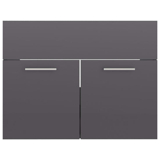 2-delige Badkamermeubelset spaanplaat hoogglans grijs MeubelReus