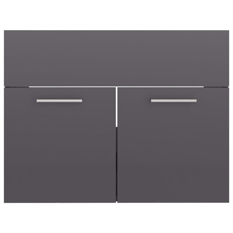 2-delige Badkamermeubelset spaanplaat hoogglans grijs MeubelReus