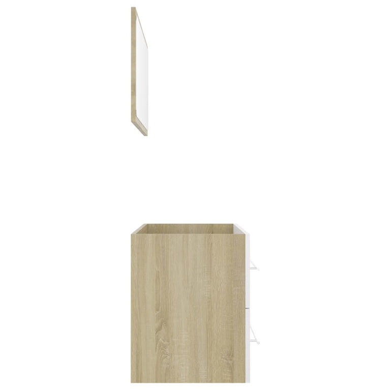 2-delige Badkamermeubelset spaanplaat wit en sonoma eikenkleur