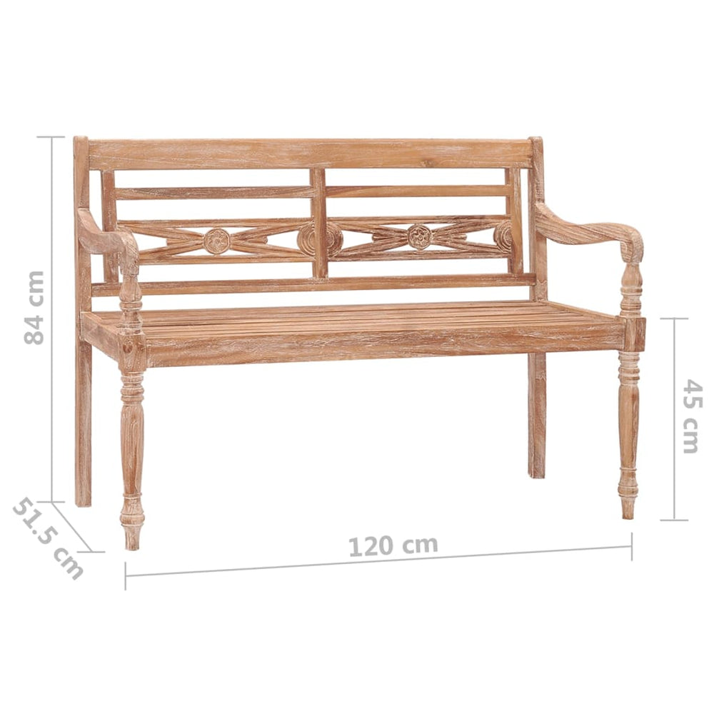Bankje Batavia 120 cm massief teakhout met whitewash afwerking MeubelReus