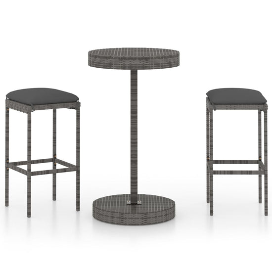 3-delige Tuinbarset met kussens poly rattan grijs MeubelReus