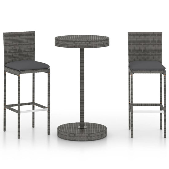 3-delige Tuinbarset met kussens poly rattan grijs MeubelReus