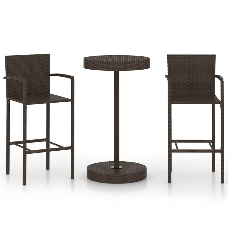 3-delige Tuinbarset poly rattan bruin MeubelReus