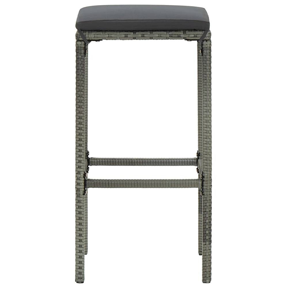 3-delige Tuinbarset met kussens poly rattan grijs MeubelReus