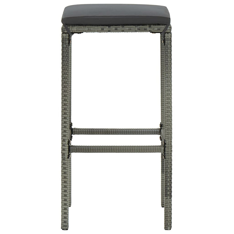 3-delige Tuinbarset met kussens poly rattan grijs MeubelReus