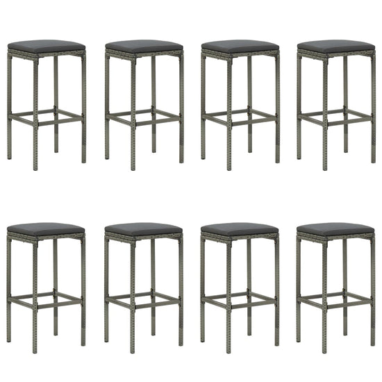 9-delige Tuinbarset met kussens poly rattan grijs MeubelReus