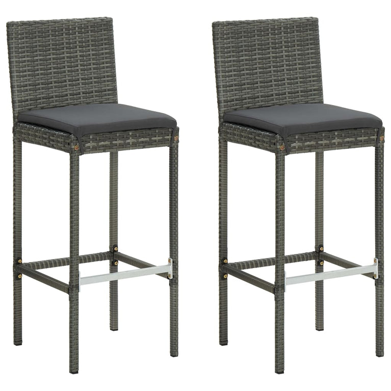 3-delige Tuinbarset met kussens poly rattan grijs MeubelReus