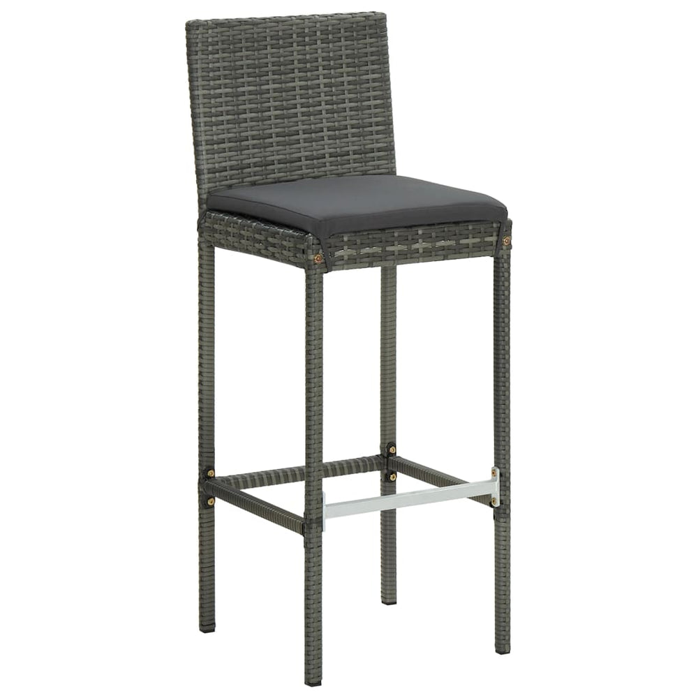 3-delige Tuinbarset met kussens poly rattan grijs MeubelReus