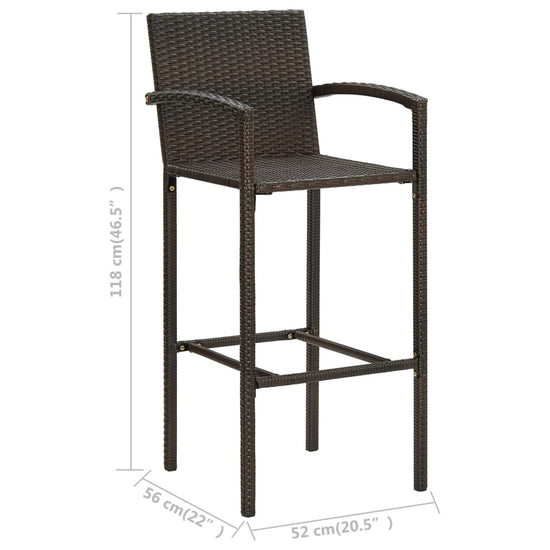 3-delige Tuinbarset met armleuningen poly rattan bruin MeubelReus