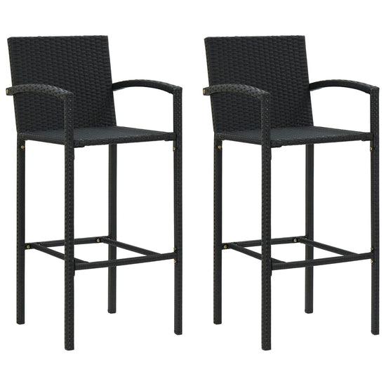 3-delige Tuinbarset met armleuningen poly rattan zwart MeubelReus