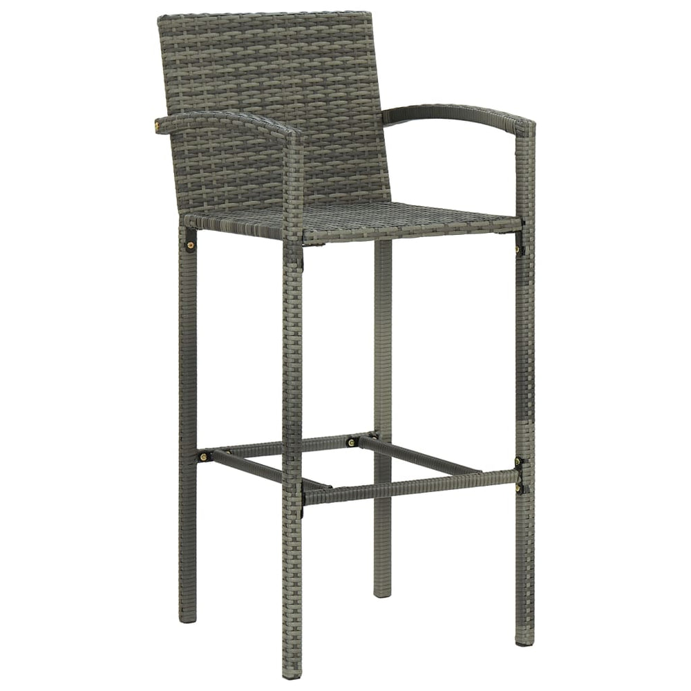 3-delige Tuinbarset met armleuningen poly rattan grijs MeubelReus
