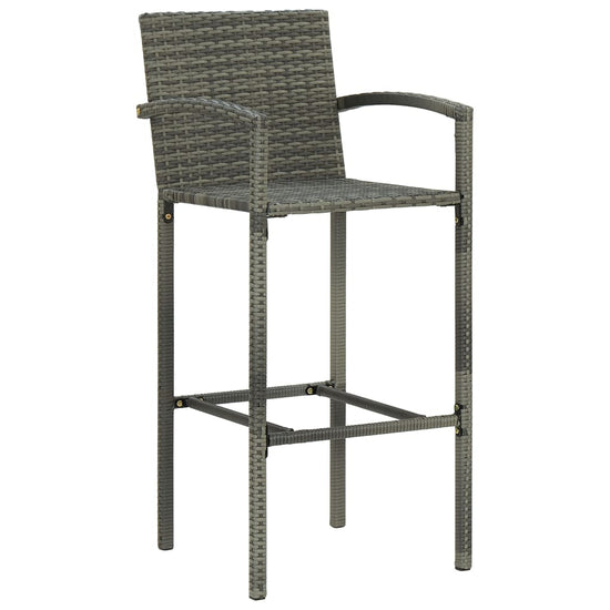 3-delige Tuinbarset met armleuningen poly rattan grijs MeubelReus