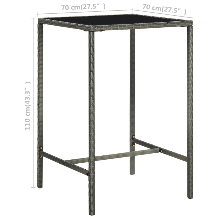 3-delige Tuinbarset met kussens poly rattan grijs MeubelReus