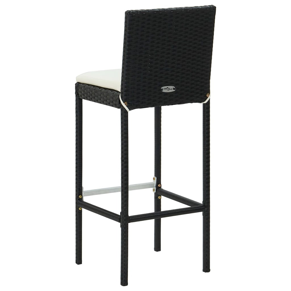 3-delige Tuinbarset met kussens poly rattan zwart MeubelReus
