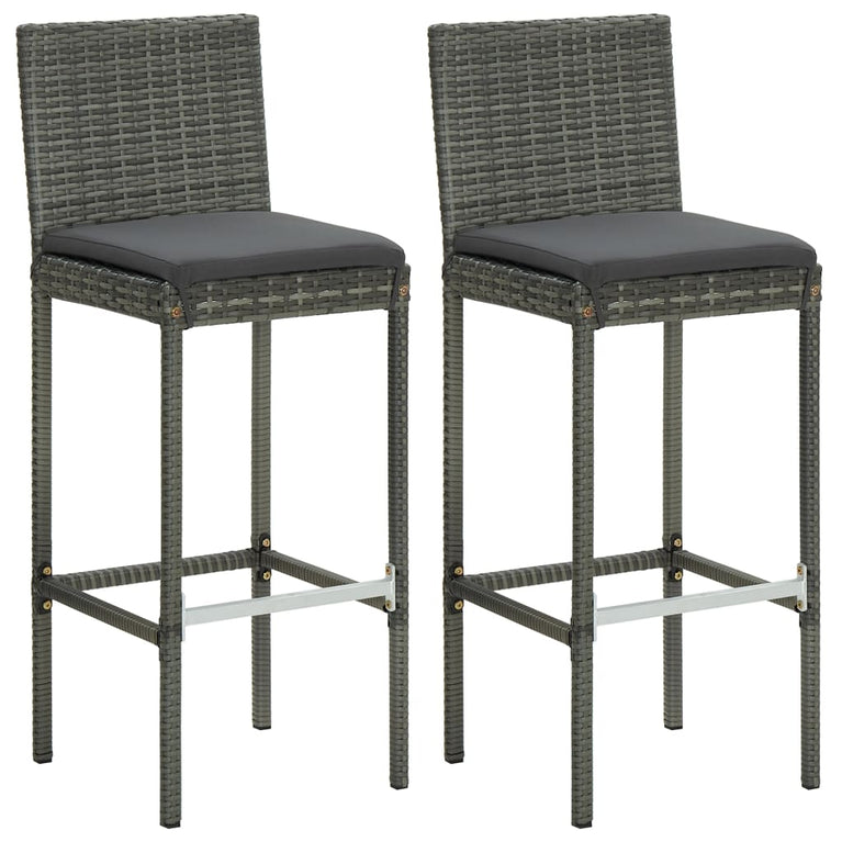 3-delige Tuinbarset met kussens poly rattan grijs MeubelReus