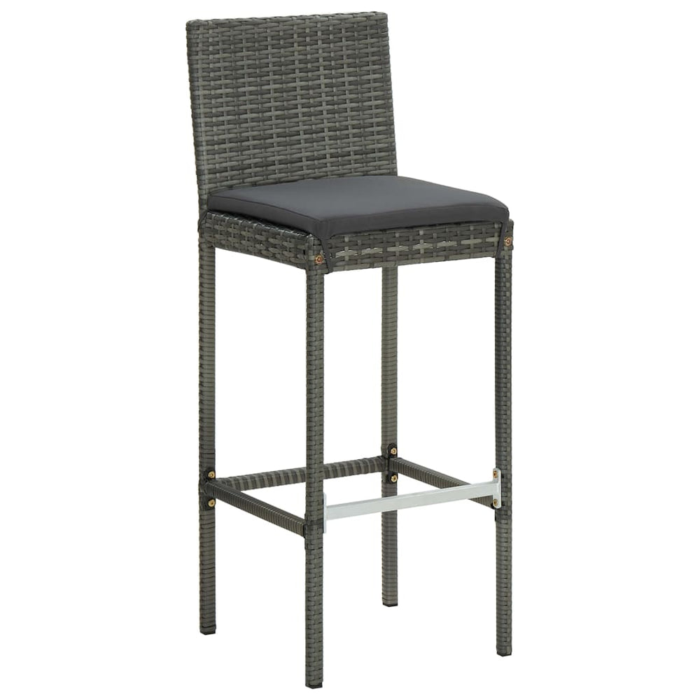 3-delige Tuinbarset met kussens poly rattan grijs MeubelReus