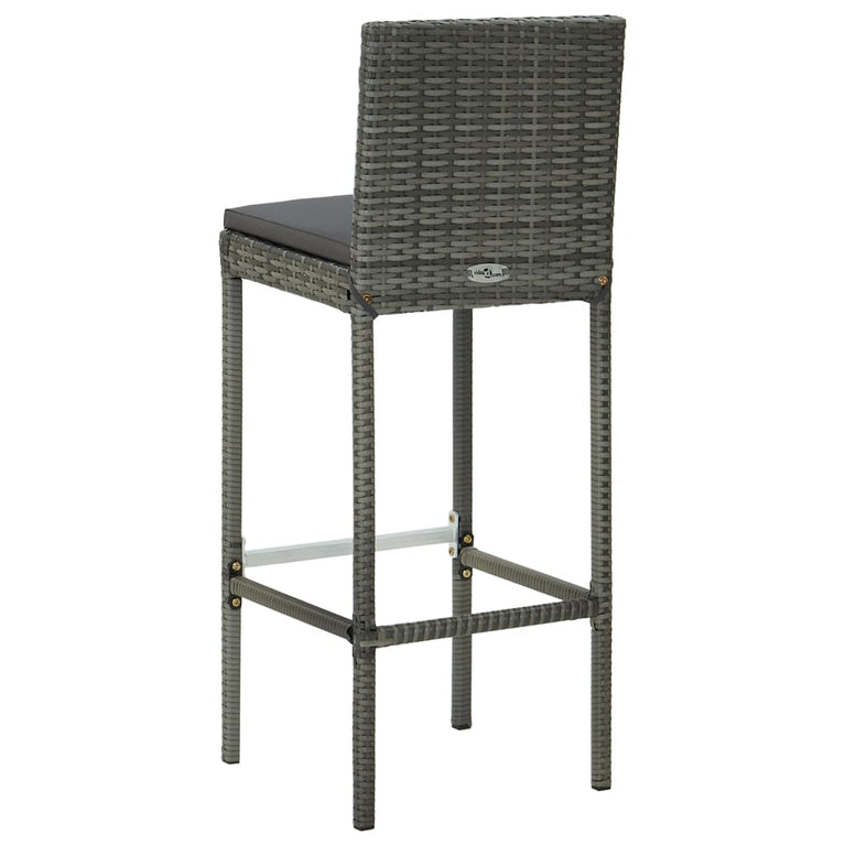 3-delige Tuinbarset met kussens poly rattan grijs MeubelReus