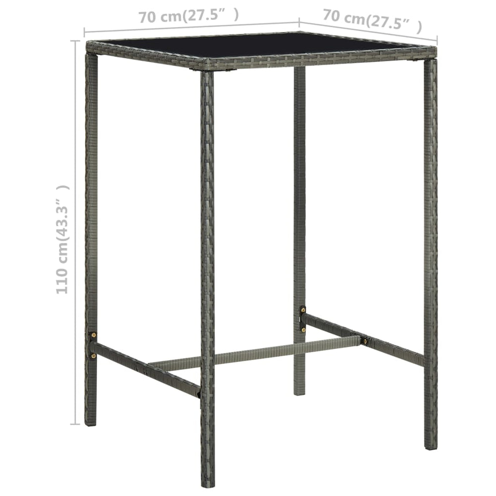 3-delige Tuinbarset met kussens poly rattan grijs MeubelReus