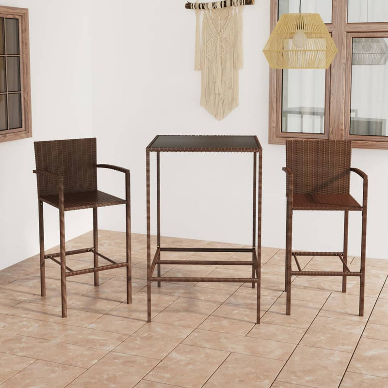 3-delige Tuinbarset poly rattan bruin MeubelReus
