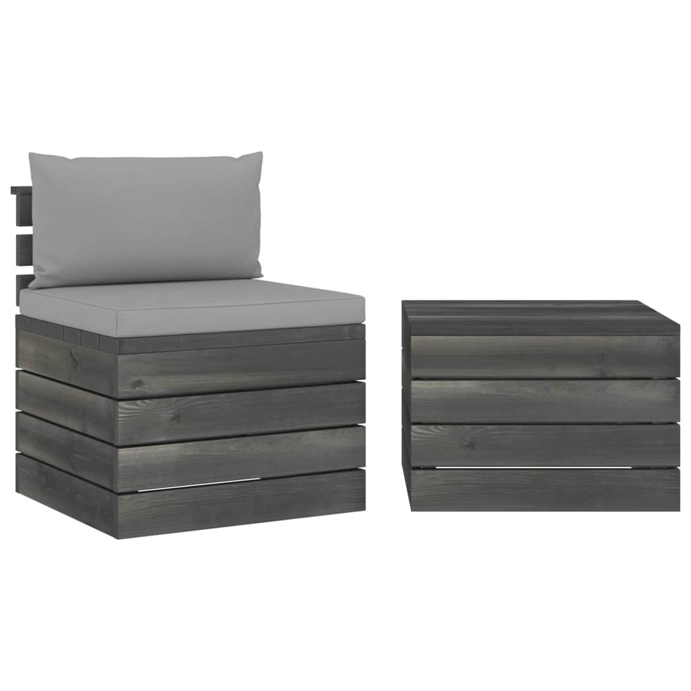 2-delige Loungeset met kussens pallet massief grenenhout MeubelReus