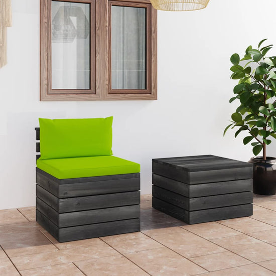 2-delige Loungeset met kussens pallet massief grenenhout MeubelReus