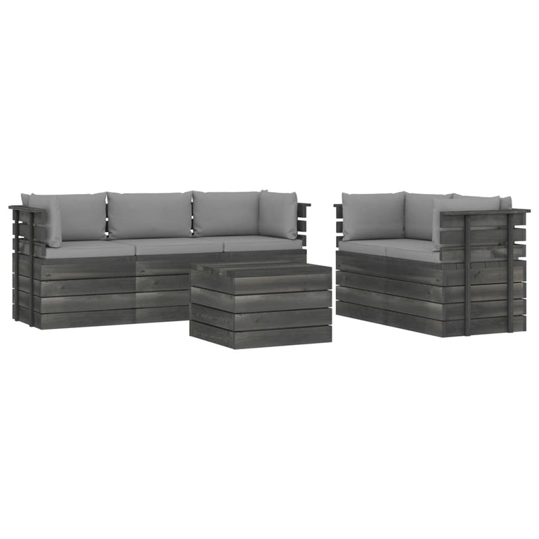 6-delige Loungeset met kussens pallet massief grenenhout MeubelReus