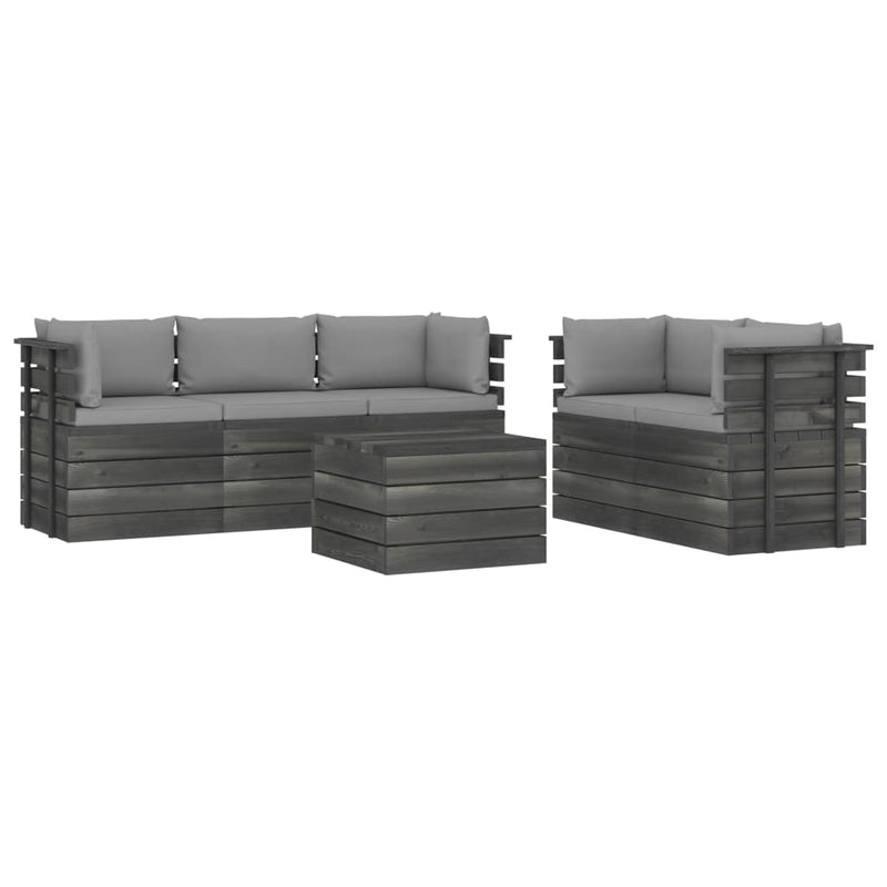 6-delige Loungeset met kussens pallet massief grenenhout MeubelReus