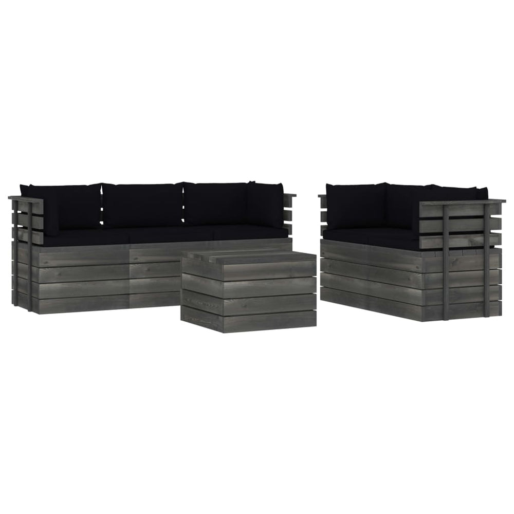 6-delige Loungeset met kussens pallet massief grenenhout MeubelReus