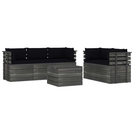 6-delige Loungeset met kussens pallet massief grenenhout MeubelReus