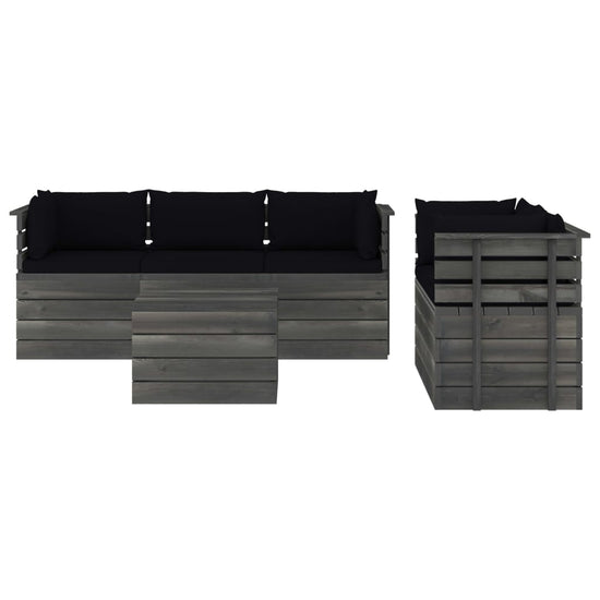 6-delige Loungeset met kussens pallet massief grenenhout MeubelReus