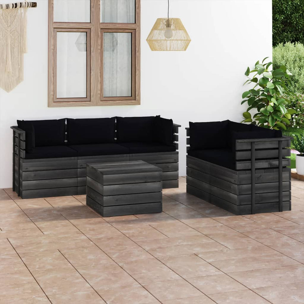 6-delige Loungeset met kussens pallet massief grenenhout MeubelReus