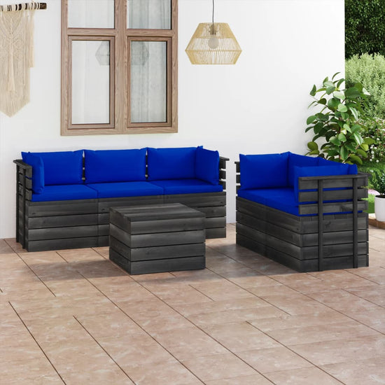 6-delige Loungeset met kussens pallet massief grenenhout MeubelReus