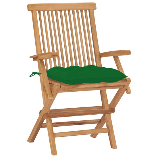 Tuinstoelen 2 st met groene kussens massief teakhout MeubelReus