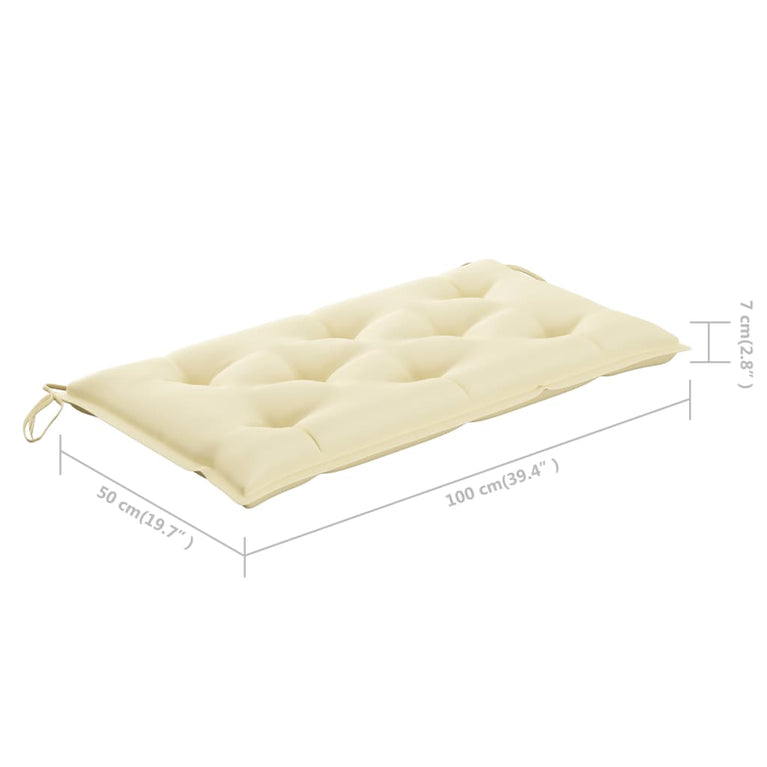Tuinbank met crèmekleurig kussen 112 cm massief teakhout MeubelReus