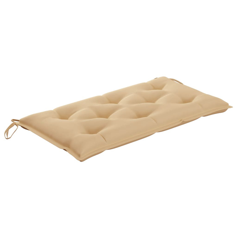 Tuinbank met beige kussen 112 cm massief teakhout