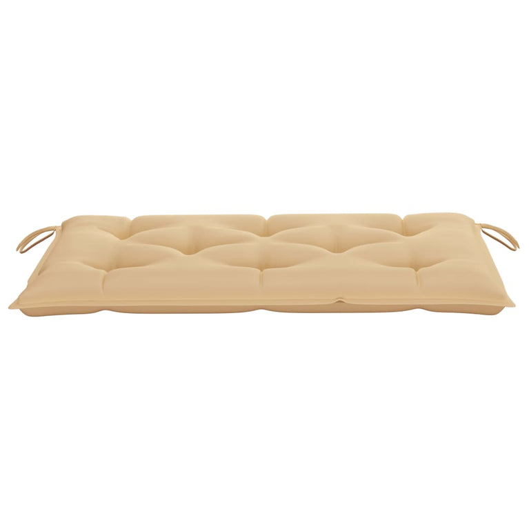 Tuinbank met beige kussen 112 cm massief teakhout