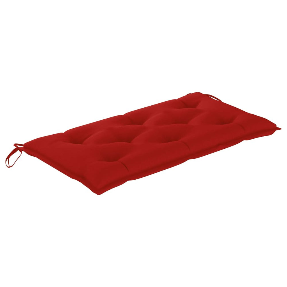Tuinbank met rood kussen 112 cm massief teakhout MeubelReus
